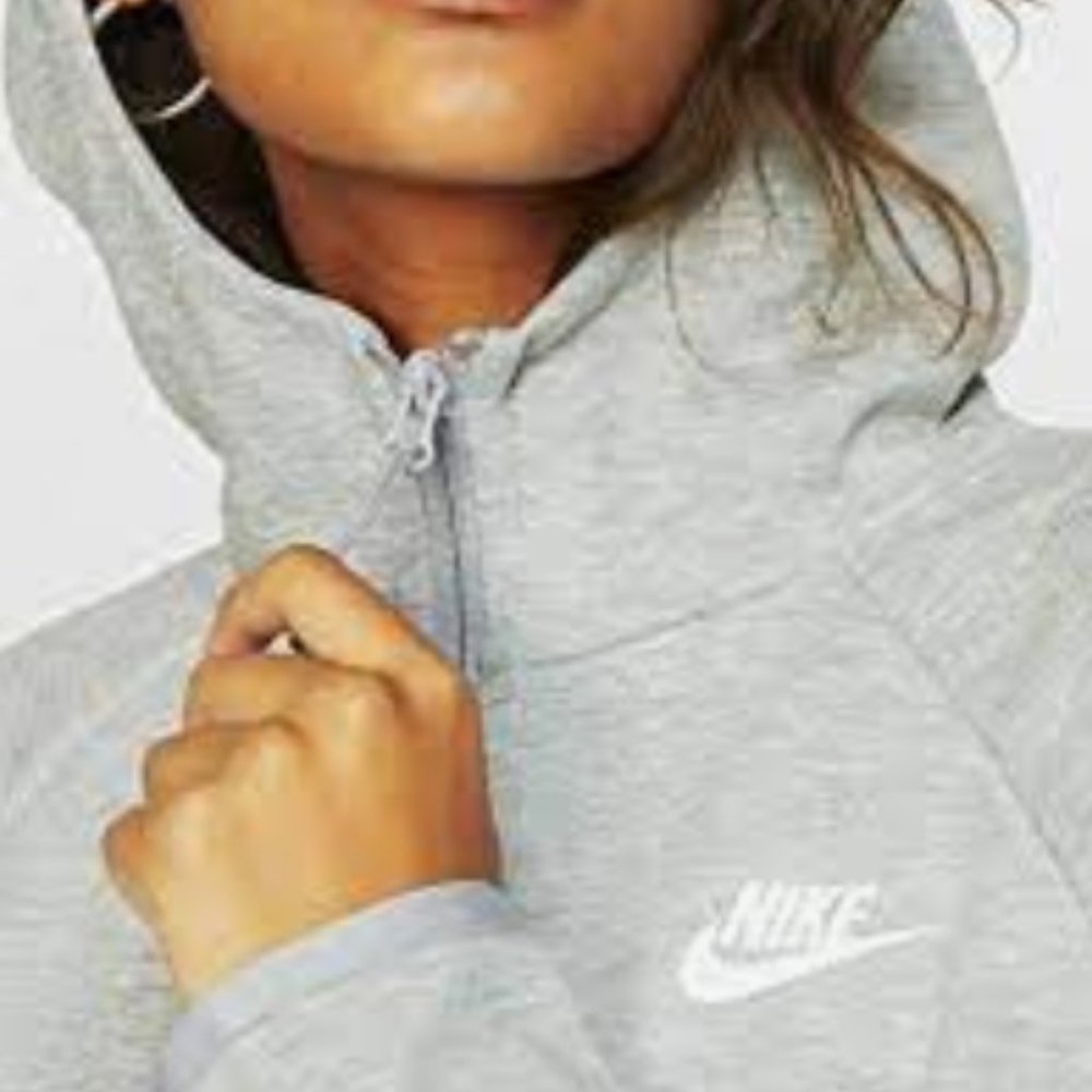 Nike Women's Grey Heather Tech Fleece Hooded Front Zip Jacket M